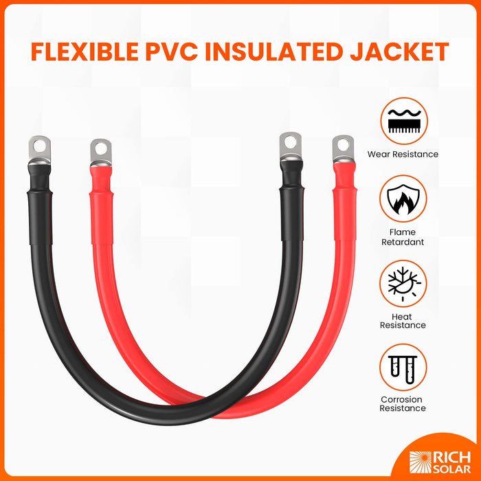 Rich Solar 6 Gauge (AWG) Black and Red Pure Copper Inverter Battery Cables