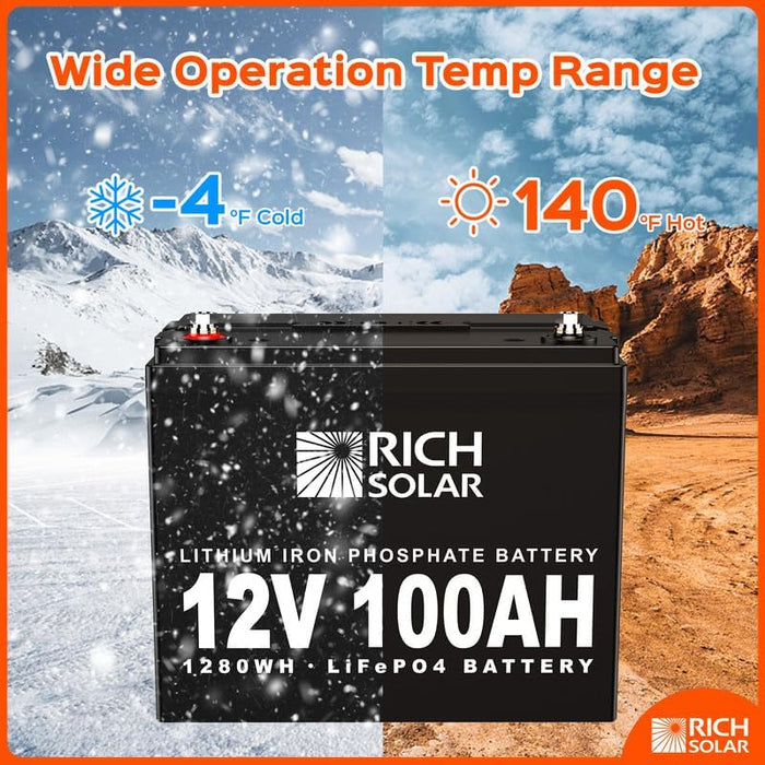 Rich Solar 12V 100AH LiFePO4 Lithium Iron Phosphate Battery