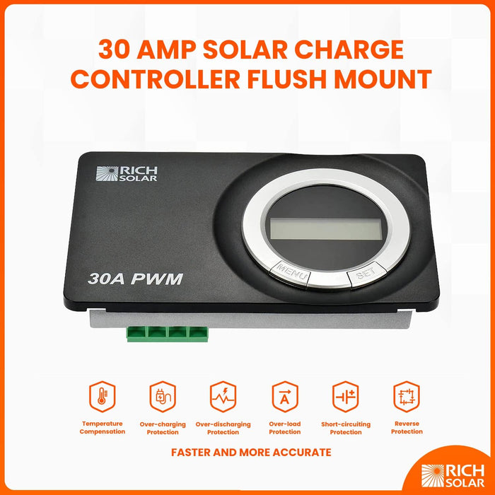 Rich Solar 30 Amp Solar Charge Controller Flush Mount