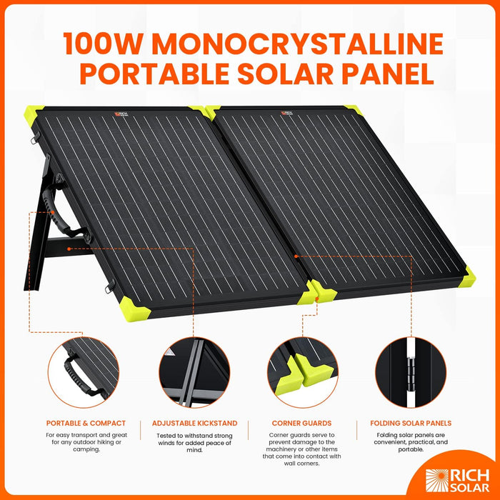 Rich Solar MEGA 100 Watt Briefcase Portable Solar Charging Kit