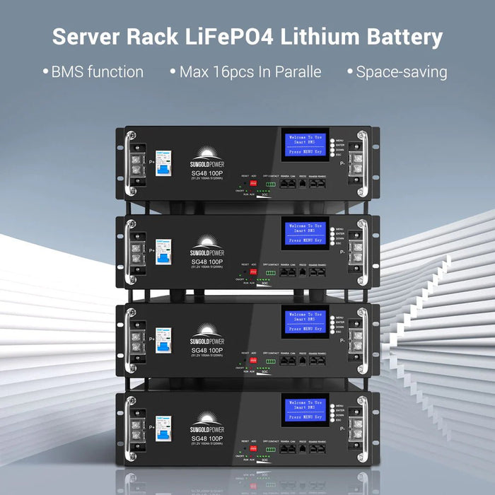 SunGoldPower 48V 100Ah Server Rack LiFePO4 Lithium Battery - Off Grid Stores