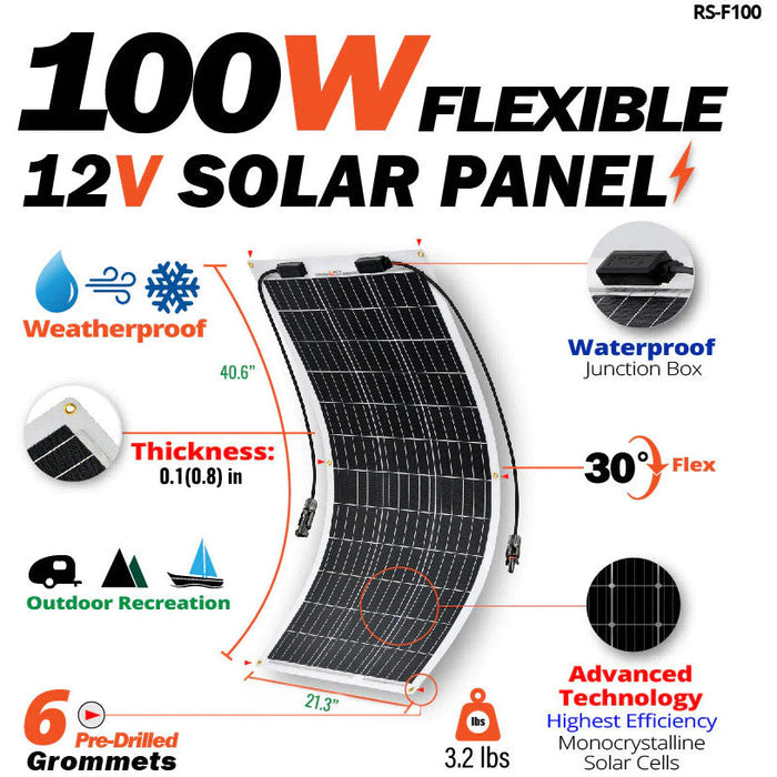 EcoFlow DELTA 2 With Extra Battery 2048Wh 1800W Solar Generator + 100W Flexible Monocrystalline Solar Panels Kit - Off Grid Stores