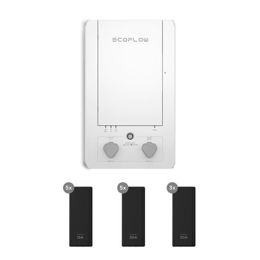 EcoFlow Smart Home Panel Combo [1 x Smart Home Panel + 5 x Relay Module (15A) + 5 x Relay Module (20A) + 3 x Relay Module (30A)] - Off Grid Stores