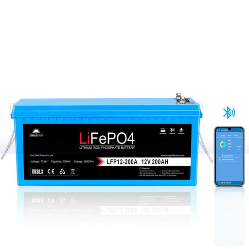 SunGoldPower 12V 200AH LIFEPO4 Deep Cycle Lithium Battery Bluetooth / Self-Heating / IP65 - Off Grid Stores