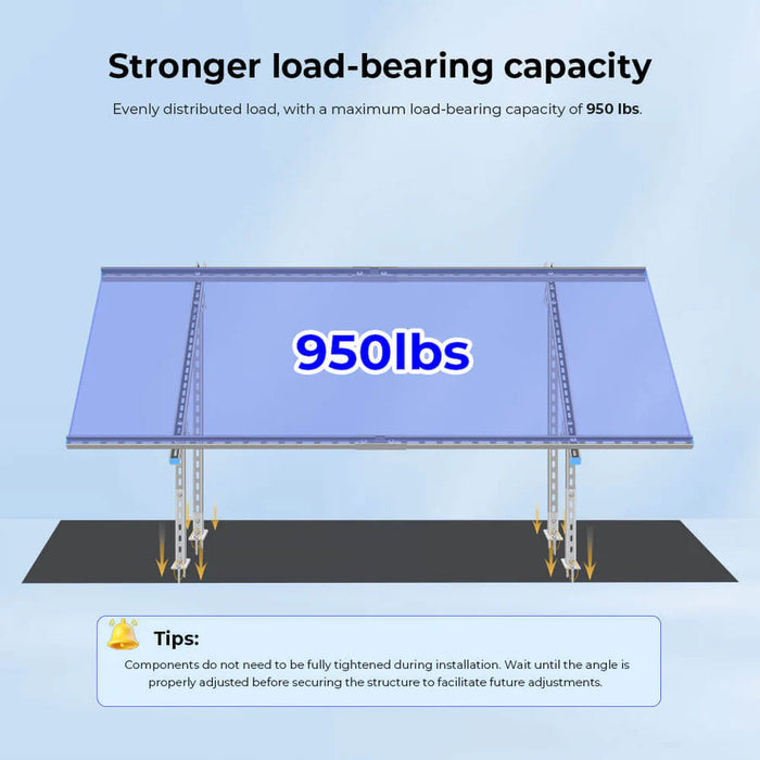 SunGoldPower Modular & Expandable Ground Mount Brackets for 2 × 400W–590W Solar Panels