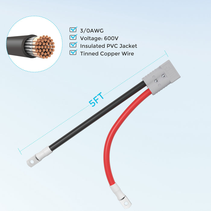 Renogy 5FT 3/0AWG Anderson Adapter Cable (Anderson SB350 - Ring Lug）