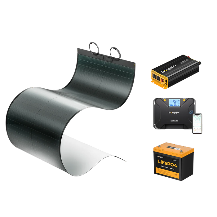 BougeRV 12V 200 Watt CIGS Flexible Solar System Kit (Pre-Punched Holes Version)