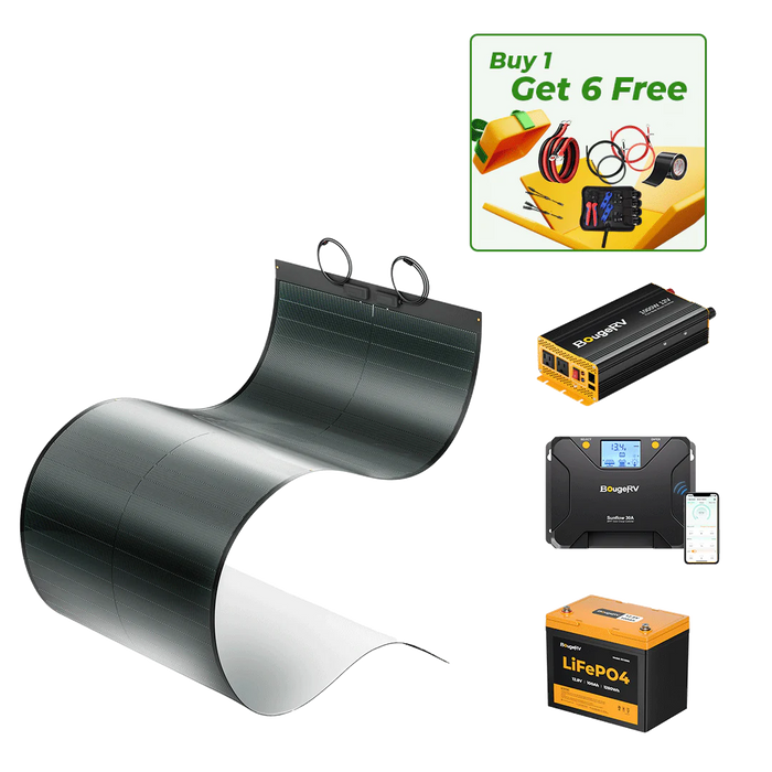 BougeRV 12V 200 Watt CIGS Flexible Solar System Kit (Pre-Punched Holes Version)