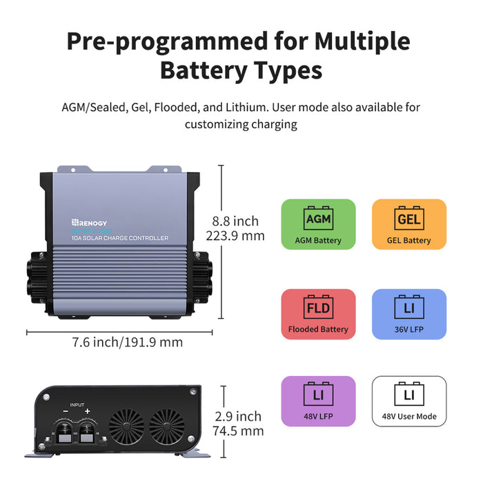 Renogy 36V/48V 10A Rover Boost MPPT Solar Charge Controller