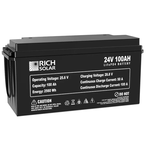 Rich Solar 24V 100Ah LiFePO4 Lithium Iron Phosphate Battery - Off Grid Stores