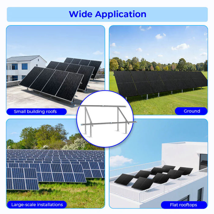 SunGoldPower Modular & Expandable Ground Mount Brackets for 2 × 400W–590W Solar Panels