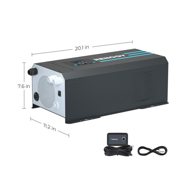 Renogy 3000W 12V Pure Sine Wave Inverter Charger w/ LCD Display