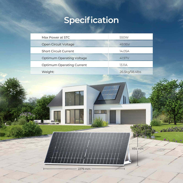 Renogy Bifacial 550 Watt Monocrystalline Solar Panel