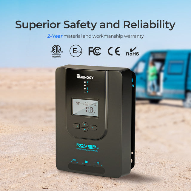 Renogy Rover Li 40 Amp MPPT Solar Charge Controller + Bluetooth Module (BT2) & Renogy ONE Core