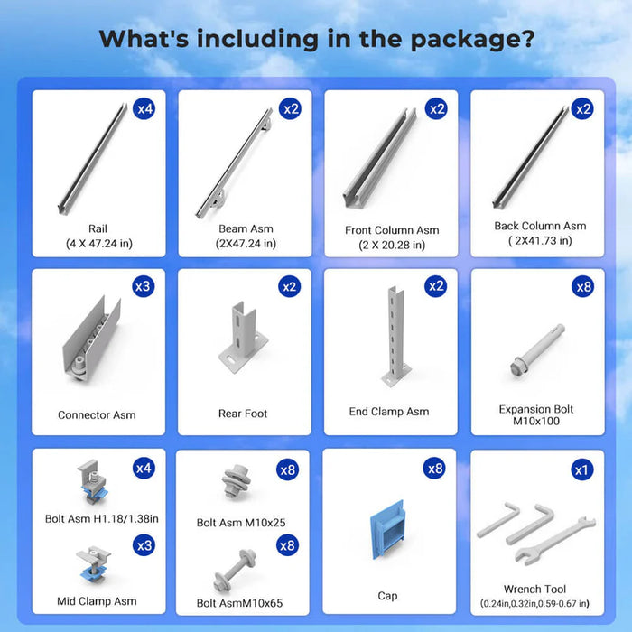 SunGoldPower Modular & Expandable Ground Mount Brackets for 2 × 400W–590W Solar Panels