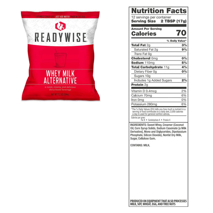 ReadyWise 120 Servings Emergency Whey Milk Alternative Bucket