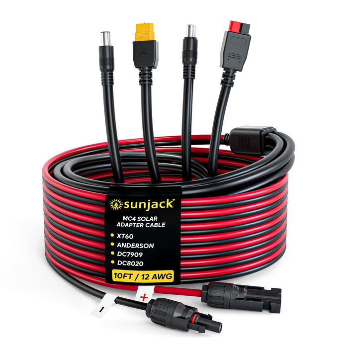 SunJack MC4 Solar Panel Adapter Cable, 12AWG / 10ft - Off Grid Stores