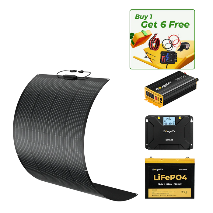 BougeRV 12V 200 Watt Flexible Solar System Kit