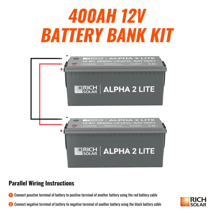 Rich Solar ALPHA 2 LITE 12V 400Ah LiFePO4 Off-Grid Lithium Battery Kit