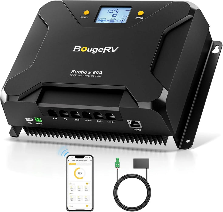 BougeRV 12V/24V Sunflow 60A MPPT Solar Charge Controller