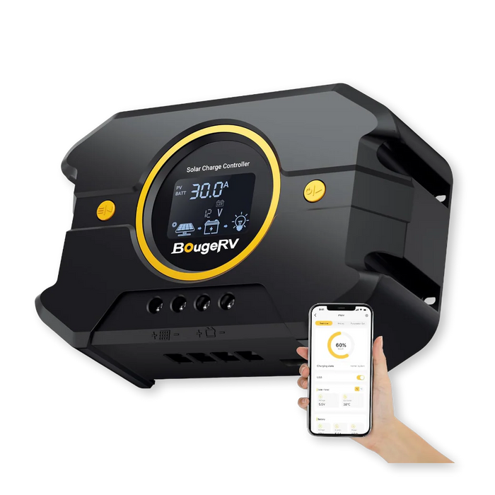 BougeRV 12V/24V Li 30A PWM Solar Charge Controller