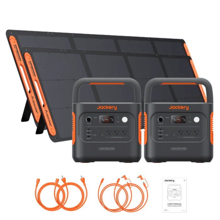 2 x Jackery Solar Generator 2000 v2 + 2 x SolarSaga 200W Portable Solar Panel - Off Grid Stores
