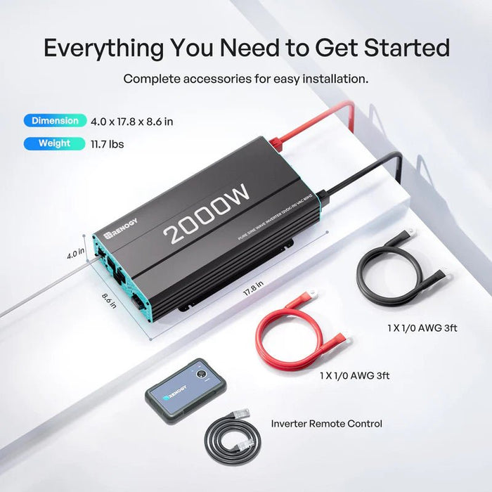 Renogy 2000W 12V Pure Sine Wave Inverter - Off Grid Stores