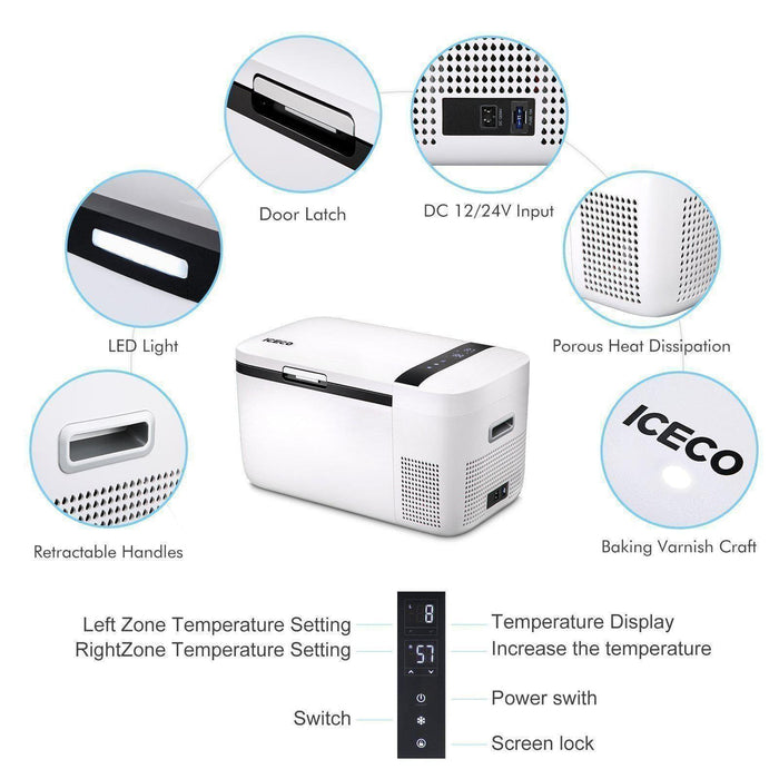 ICECO GO20 20L Dual Zone 12V Portable Freezer