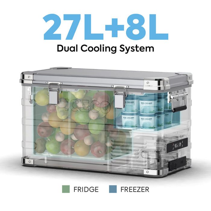 ICECO APL35 35L Ultralight Dual Zone Aluminum Fridge Refrigerator