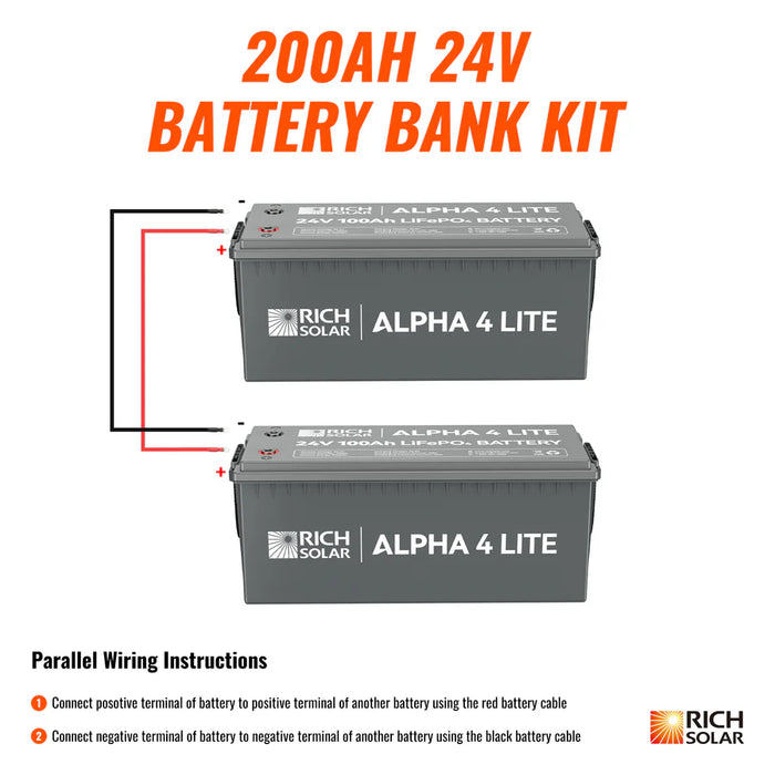 Rich Solar ALPHA 4 LITE 24V 200AH - 800AH LiFePO4 Lithium Battery Bank