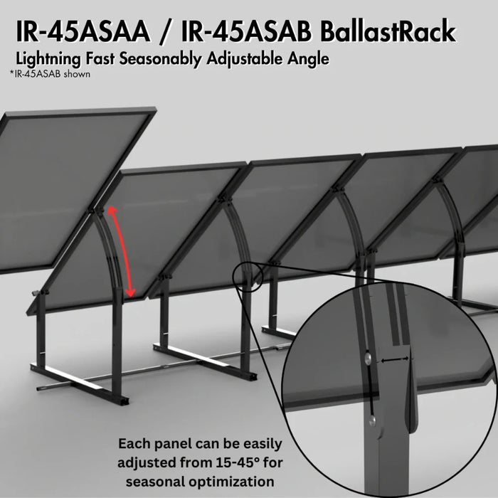 IntegraRack IR-45ASAB BallastRack Seasonably Adjustable Solar Module Rack - Black Zinc
