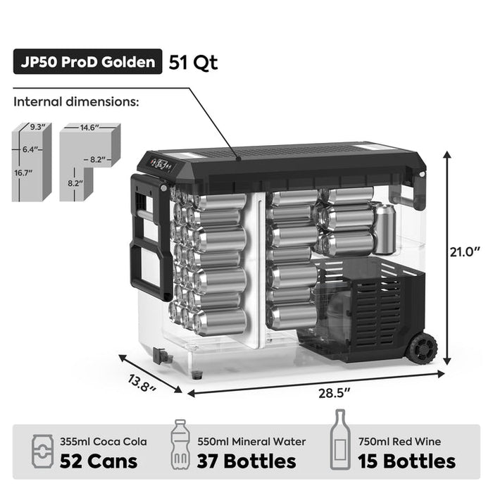 ICECO JP50 Pro 51QT Dual Zone Wheeled Car Fridge with Cover