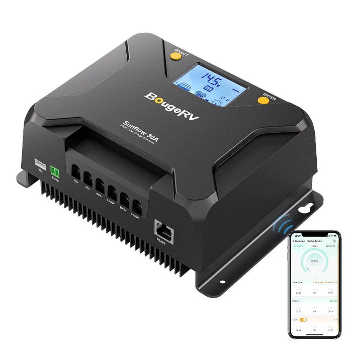 BougeRV Sunflow 12V/24V 30A MPPT Solar Charge Controller