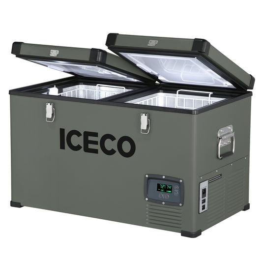 ICECO VL65 65L Dual Zone Portable Fridge Plug In Cooler for Car