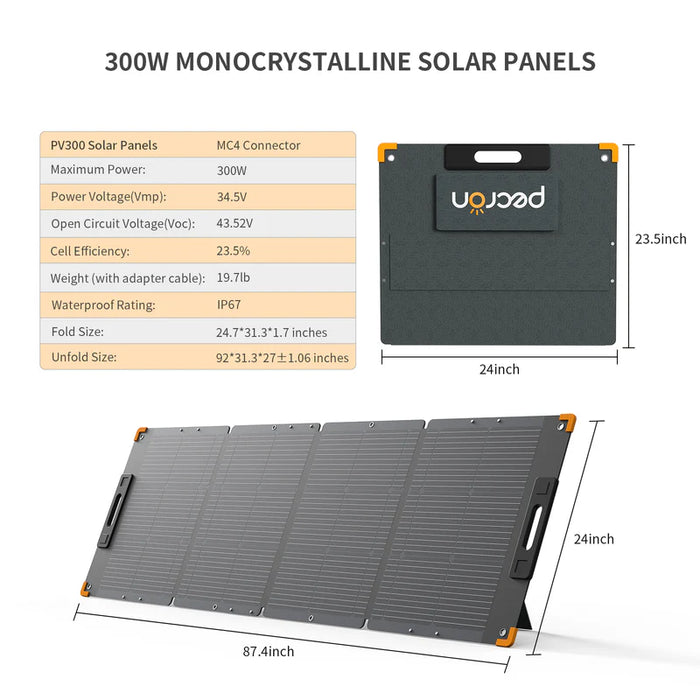 Pecron PV300 300W Monocrystalline Portable Solar Panel