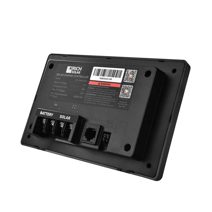Rich Solar BRAVO AIR 30A Flush Mount PWM Solar Charge Controller