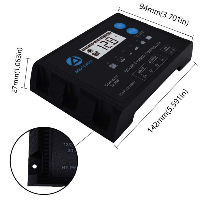 ACOPOWER ProteusX 20A PWM Charge Controller