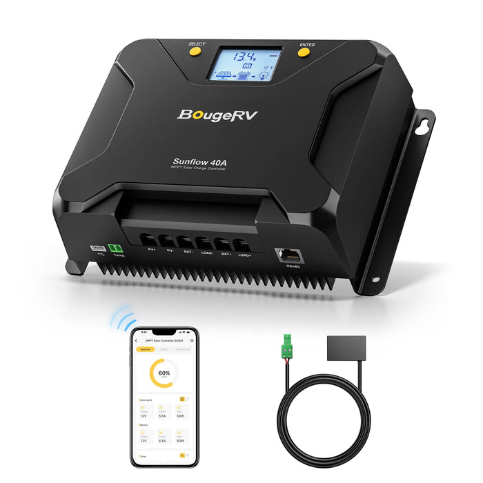 BougeRV 16BB 24V N-Type 200 Watt Bifacial Solar Panel + 40A MPPT Solar Controller Kit