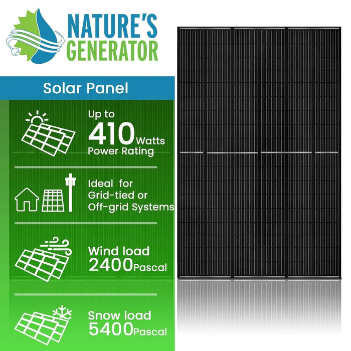 Natures Generator 2 x 410 Watt Monocrystalline Solar Panel