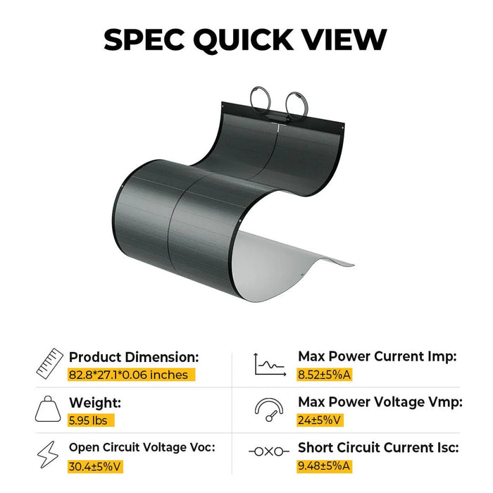 BougeRV 12V 200 Watt CIGS Flexible Solar System Kit (Pre-Punched Holes Version)