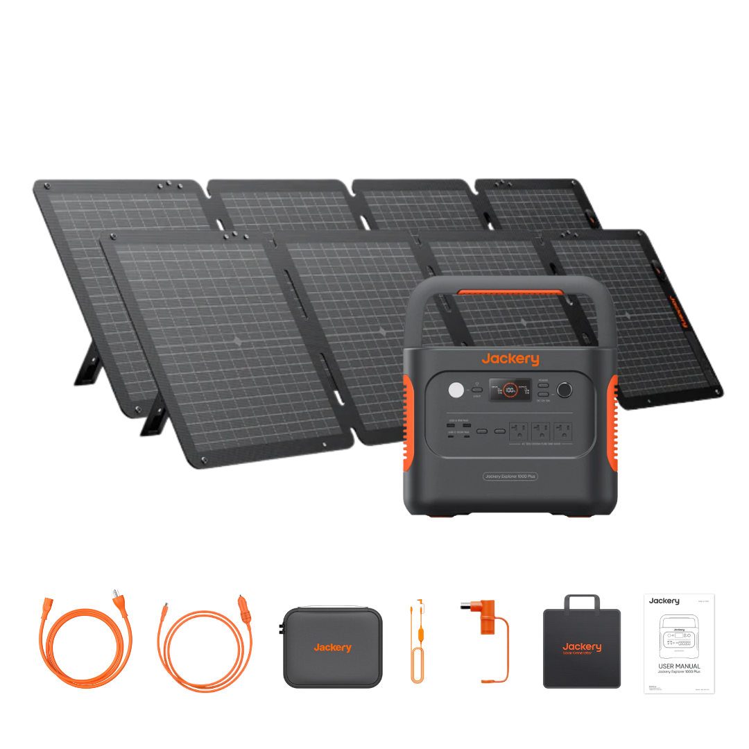 Jackery Explorer 1000 Plus Solar Generator + 2 x SolarSaga 100W Jackery Explorer 1000 Plus Solar Generator + 2 x SolarSaga 100W