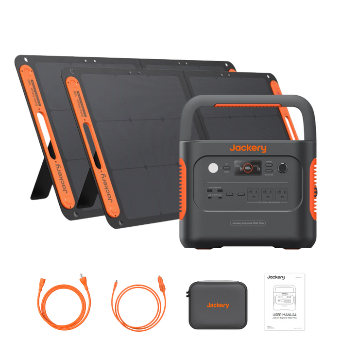 Jackery Explorer 1000 Plus Solar Generator + 2 x SolarSaga 100W Portable Solar Panel