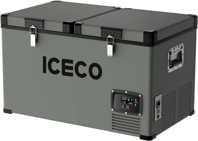 ICECO VL60 60L Dual Zone Metal Fridge Freezer with Cover