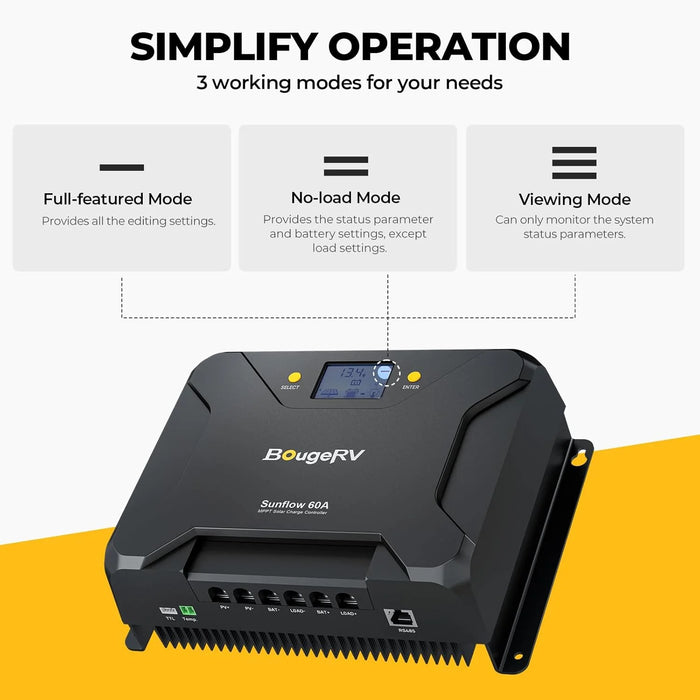 BougeRV 12V/24V Sunflow 60A MPPT Solar Charge Controller
