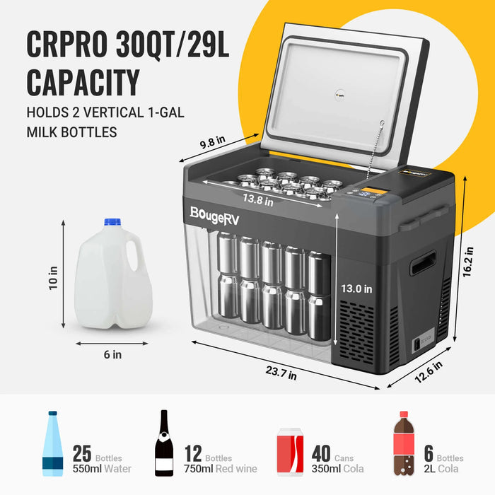 BougeRV CRPRO30 30 Quart Portable Fridge With 220Wh Portable Power Station