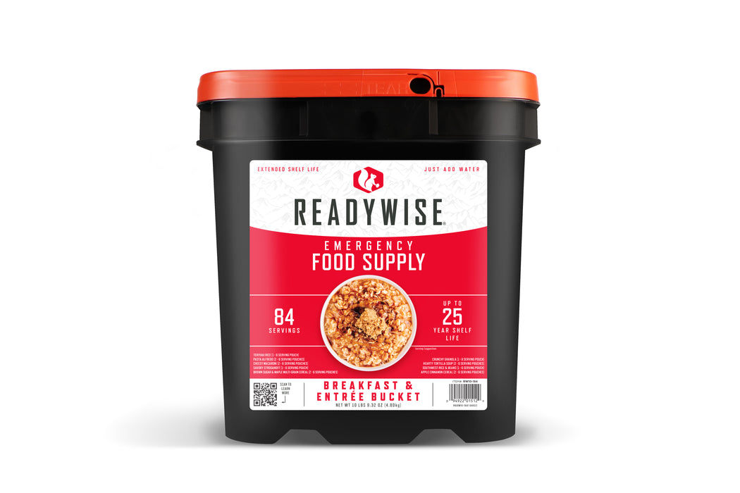 ReadyWise Gluten Free 84 Serving Breakfast and Entrée Grab and Go Bucket