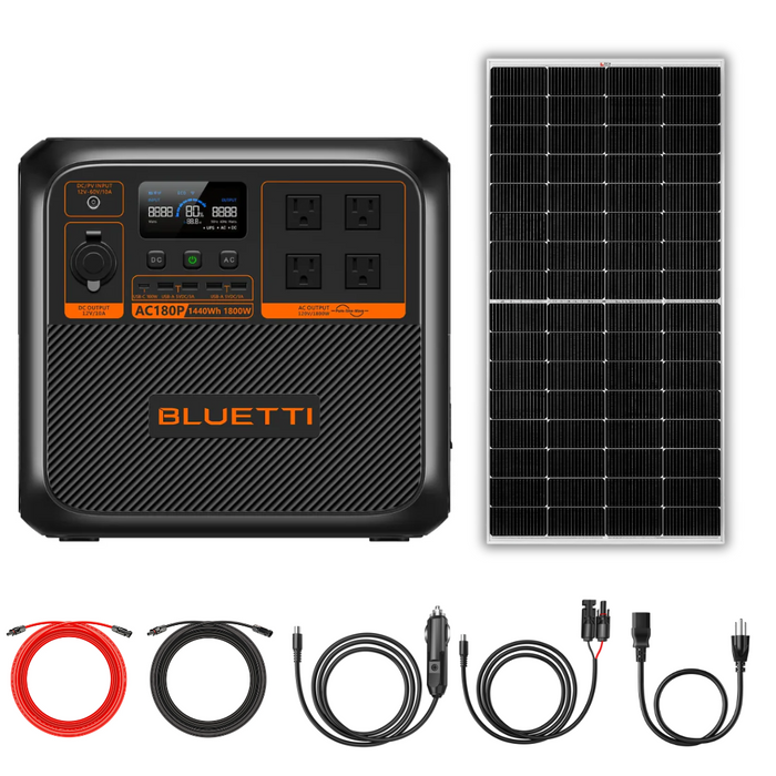 BLUETTI AC180P 1440Wh 1800W Solar Generator + Choose Custom Solar Panel Bundle Option