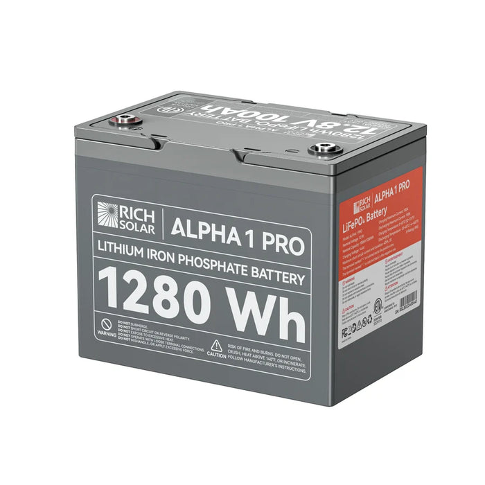 Rich Solar ALPHA 1 PRO 12V 100Ah LiFePO4 Lithium Iron Phosphate Battery