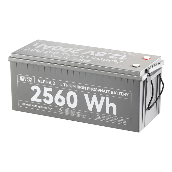 Rich Solar Alpha 2 12V 200Ah LiFePO4 Lithium Iron Phosphate Battery w/ Internal Heating and Bluetooth Function