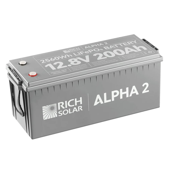 Rich Solar Alpha 2 12V 200Ah LiFePO4 Lithium Iron Phosphate Battery w/ Internal Heating and Bluetooth Function